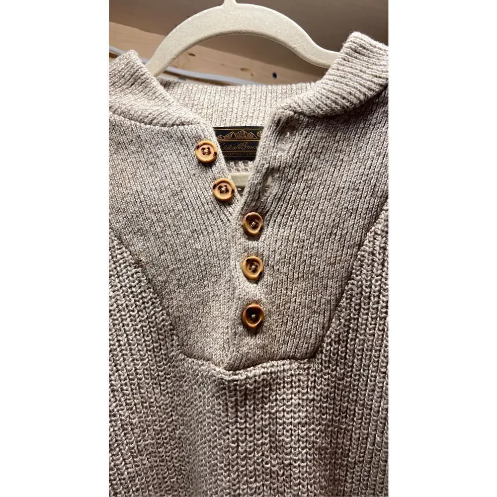 EDDIE BAUER MENS CABLE KNIT SWEATER BROWN BEIGE SIZE XL - Picture 3 of 8